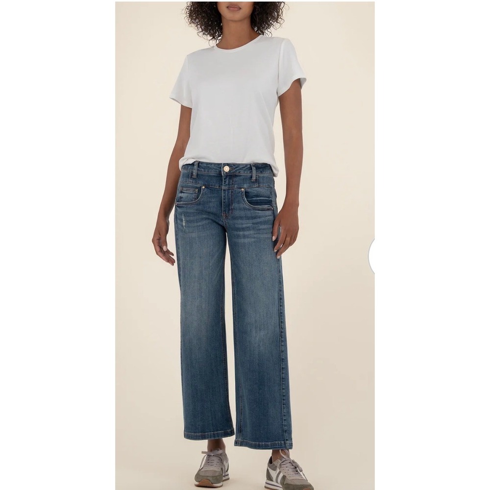 Kut from the Kloth High Rise Wide Leg Jeans Medium Wash 00P Petite
